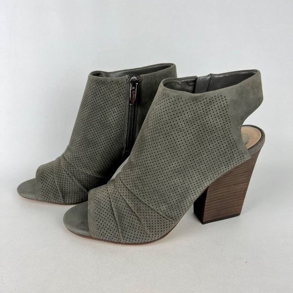 Vince Camuto Womens Kentvi Gray Suede Peep Toe Sandal Bootie Block Heel size 10 - Picture 3 of 16